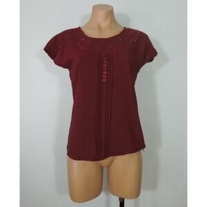 TOKO COLLECTION Top size 40 Womens Joly Silks Fashion Embroidered Burgundy